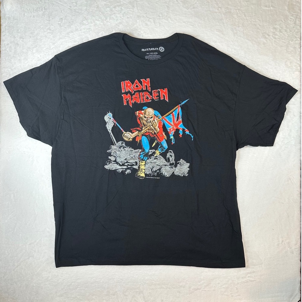 Iron Maiden The Trooper Graphic Band T-Shirt Black Mens 3XL Cotton Heavy Metal